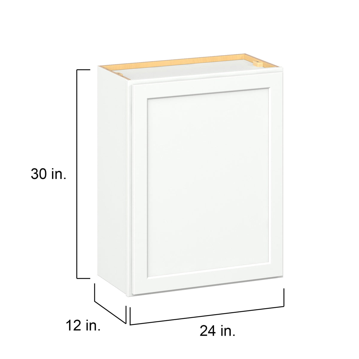 Hugo&Borg PRO Glendale 24-in W x 30-in H x 12-in D Pure White Wall Ready To Assemble Plywood Cabinet (Recessed Panel Shaker Door Style)