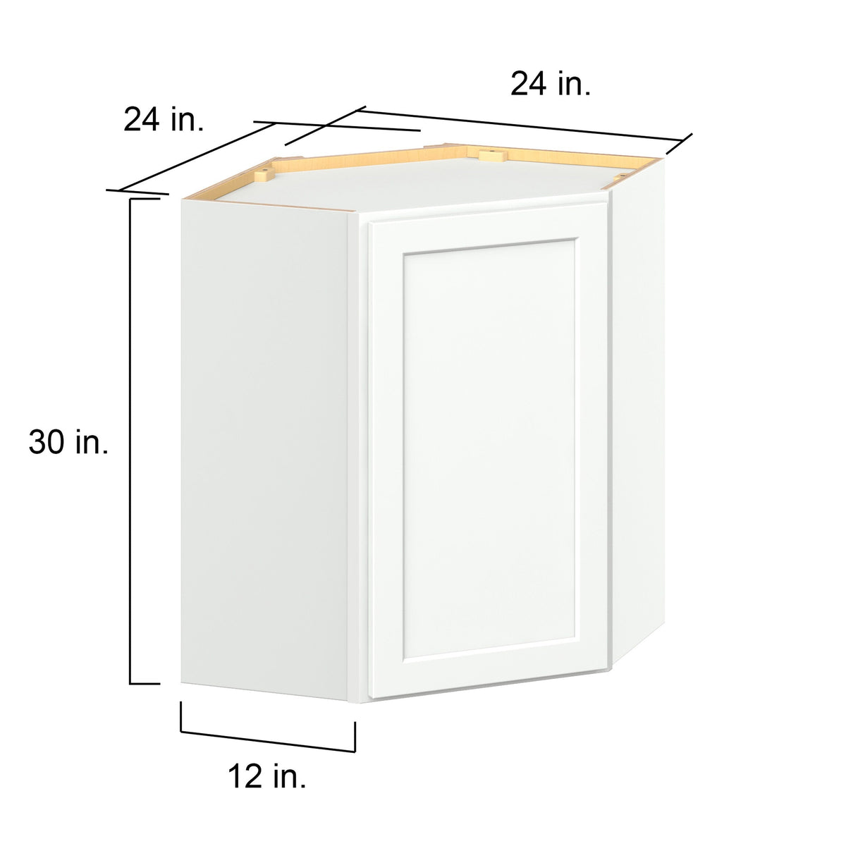 Hugo&Borg PRO Glendale 24-in W x 30-in H x 24-in D Pure White Diagonal Corner Wall Ready To Assemble Plywood Cabinet (Recessed Panel Shaker Style)