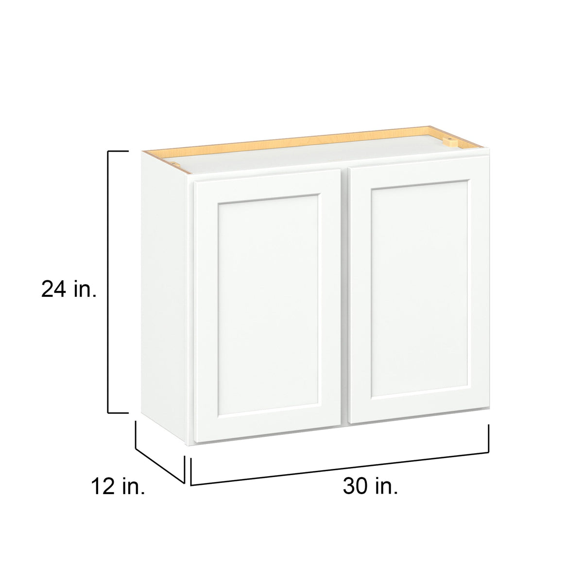 Hugo&Borg PRO Glendale 30-in W x 24-in H x 12-in D Pure White Wall Ready To Assemble Plywood Cabinet (Recessed Panel Shaker Door Style)