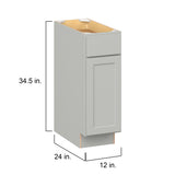 Hugo&Borg PRO Jasper 12-in W x 34.5-in H x 24-in D Whisper Gray 1-Drawer Base Ready To Assemble Plywood Cabinet (Flat Panel Shaker Style)