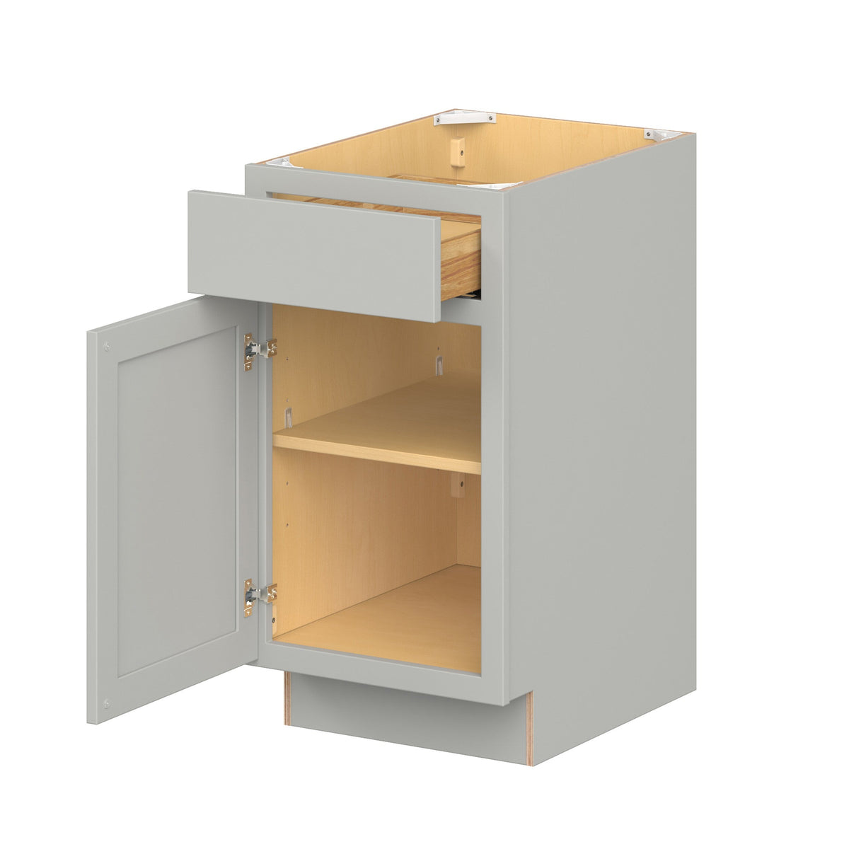 Hugo&Borg PRO Jasper 18-in W x 34.5-in H x 24-in D Whisper Gray 1-Drawer Base Ready To Assemble Plywood Cabinet (Flat Panel Shaker Style)