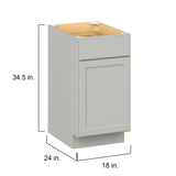 Hugo&Borg PRO Jasper 18-in W x 34.5-in H x 24-in D Whisper Gray 1-Drawer Base Ready To Assemble Plywood Cabinet (Flat Panel Shaker Style)