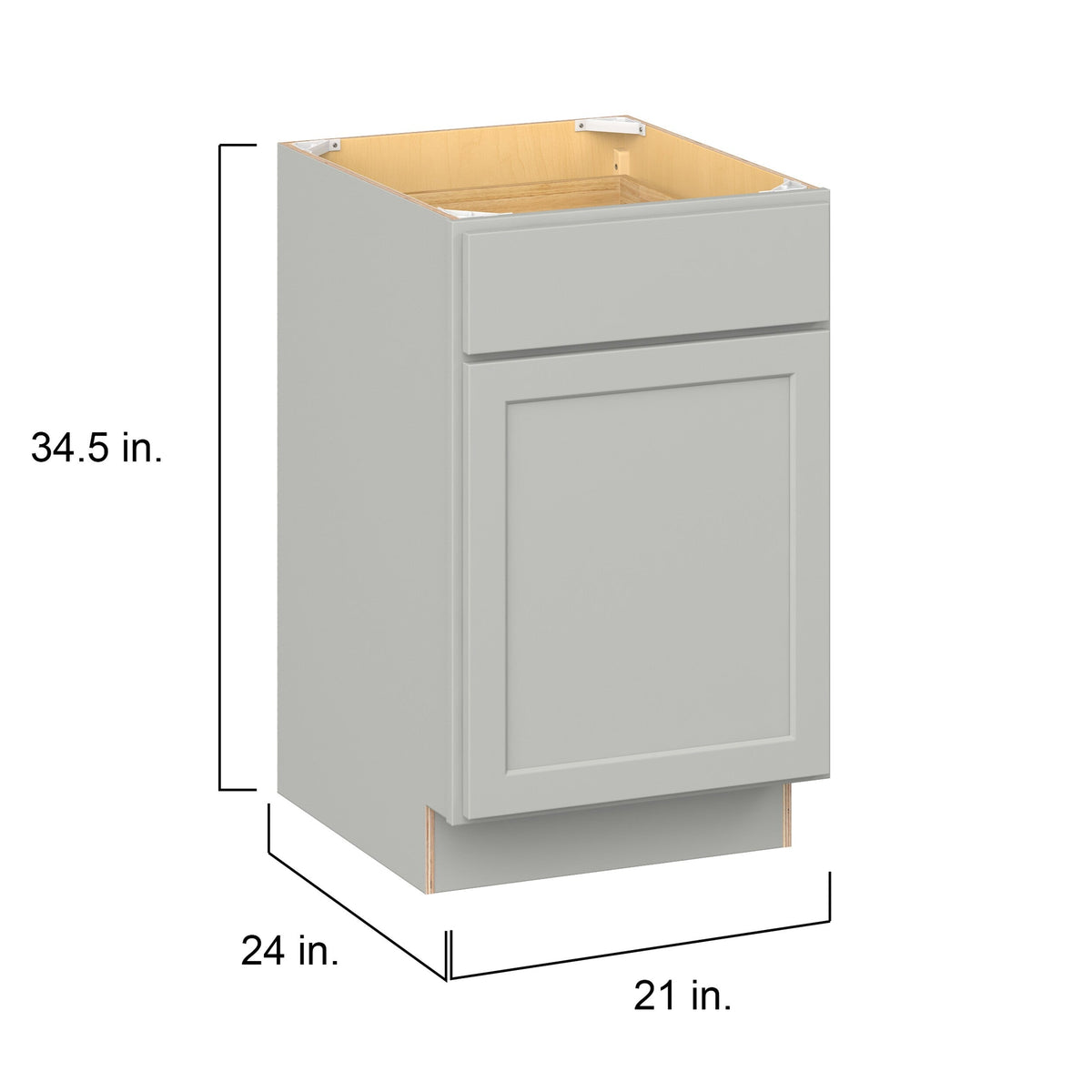 Hugo&Borg PRO Jasper 21-in W x 34.5-in H x 24-in D Whisper Gray 1-Drawer Base Ready To Assemble Plywood Cabinet (Flat Panel Shaker Style)