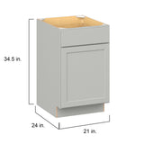 Hugo&Borg PRO Jasper 21-in W x 34.5-in H x 24-in D Whisper Gray 1-Drawer Base Ready To Assemble Plywood Cabinet (Flat Panel Shaker Style)