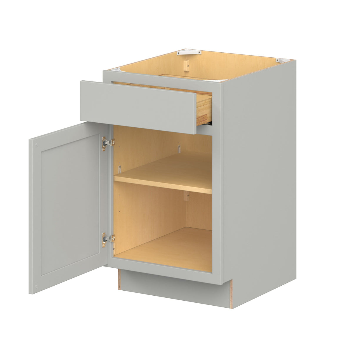 Hugo&Borg PRO Jasper 21-in W x 34.5-in H x 24-in D Whisper Gray 1-Drawer Base Ready To Assemble Plywood Cabinet (Flat Panel Shaker Style)