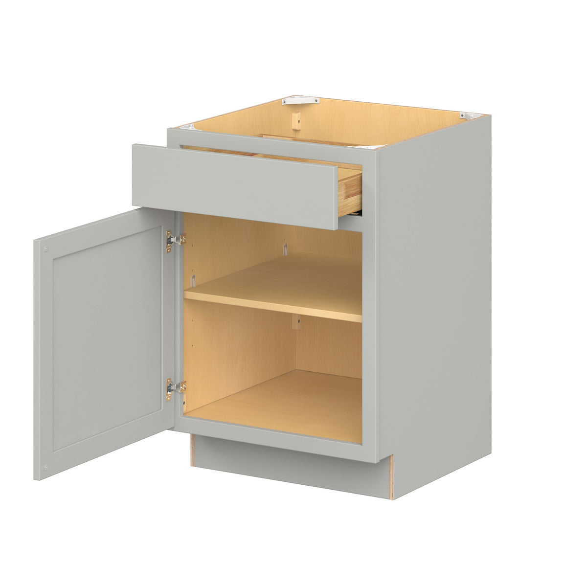 Hugo&Borg PRO Jasper 24-in W x 34.5-in H x 24-in D Whisper Gray 1-Drawer Base Ready To Assemble Plywood Cabinet (Flat Panel Shaker Style)