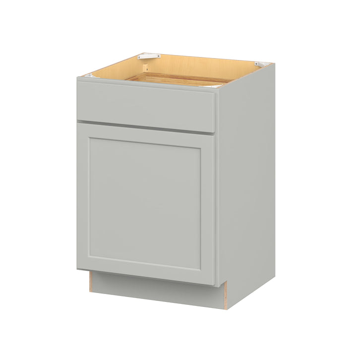 Hugo&Borg PRO Jasper 24-in W x 34.5-in H x 24-in D Whisper Gray 1-Drawer Base Ready To Assemble Plywood Cabinet (Flat Panel Shaker Style)