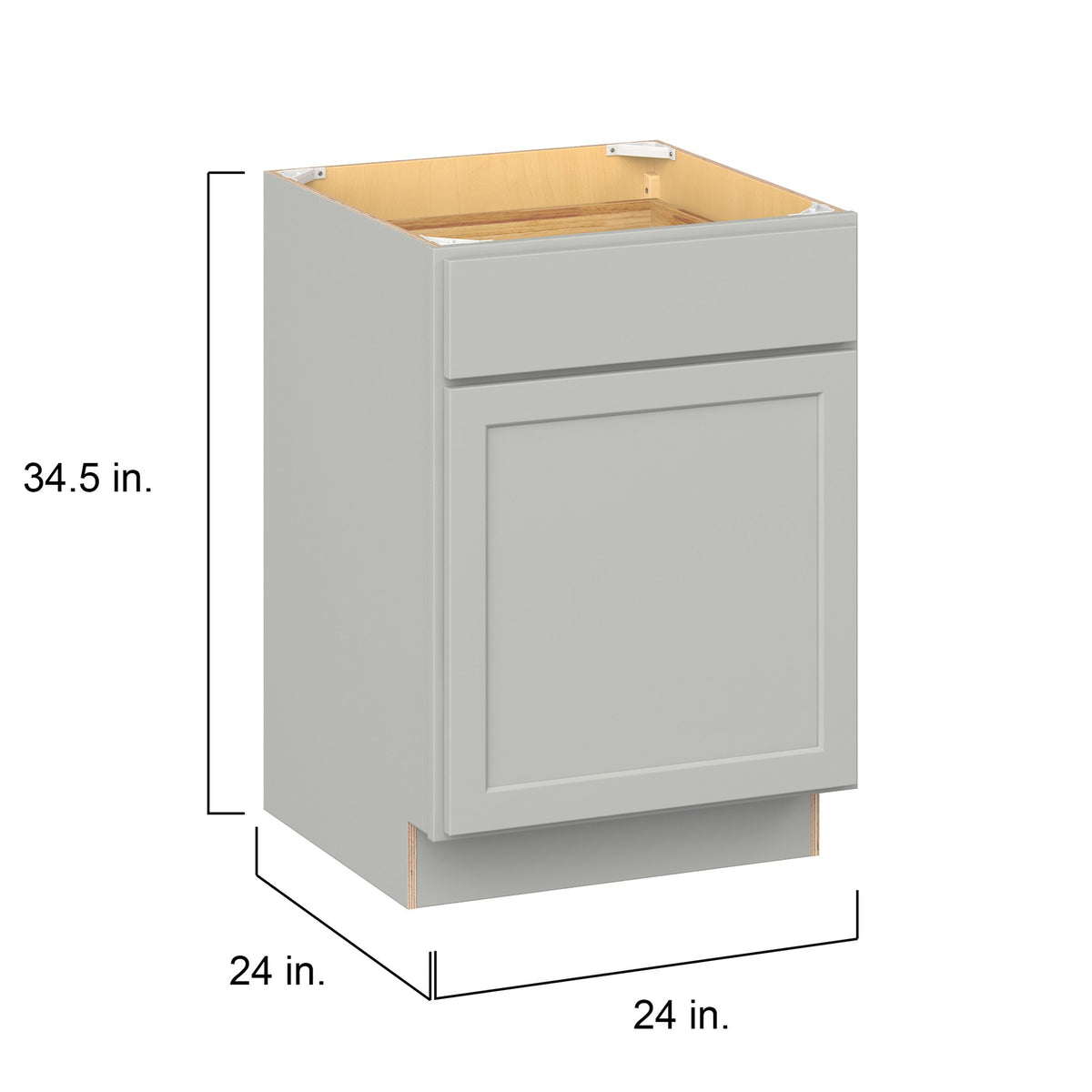 Hugo&Borg PRO Jasper 24-in W x 34.5-in H x 24-in D Whisper Gray 1-Drawer Base Ready To Assemble Plywood Cabinet (Flat Panel Shaker Style)