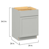 Hugo&Borg PRO Jasper 24-in W x 34.5-in H x 24-in D Whisper Gray 1-Drawer Base Ready To Assemble Plywood Cabinet (Flat Panel Shaker Style)