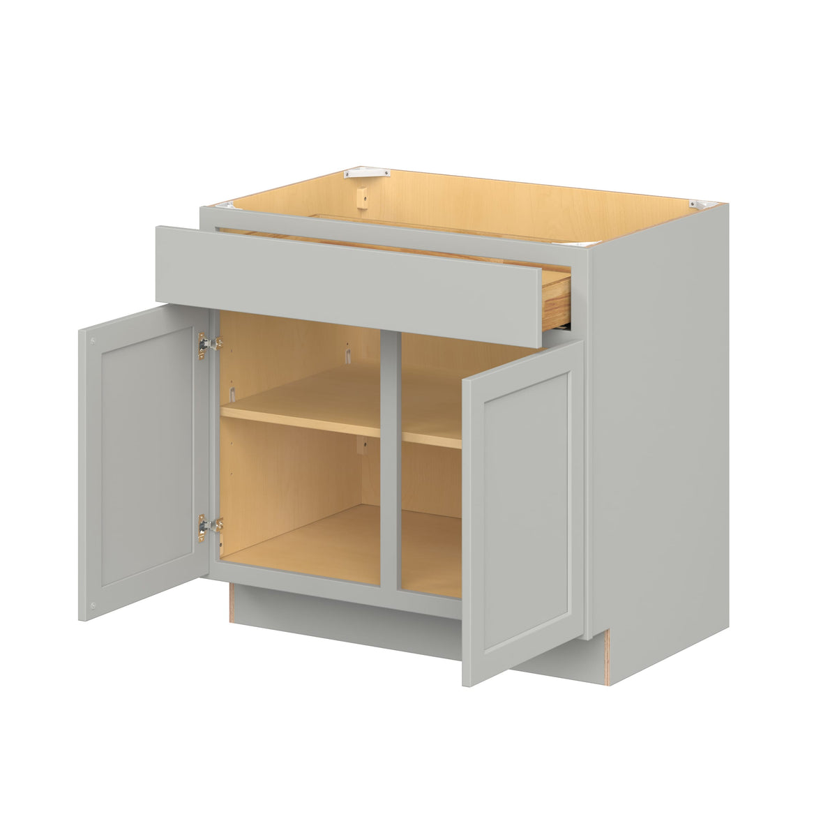 Hugo&Borg PRO Jasper 36-in W x 34.5-in H x 24-in D Whisper Gray 1-Drawer Base Ready To Assemble Plywood Cabinet (Flat Panel Shaker Style)