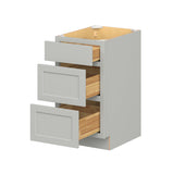 Hugo&Borg PRO Jasper 18-in W x 34.5-in H x 24-in D Whisper Gray 3-Drawer Base Ready To Assemble Plywood Cabinet (Flat Panel Style)