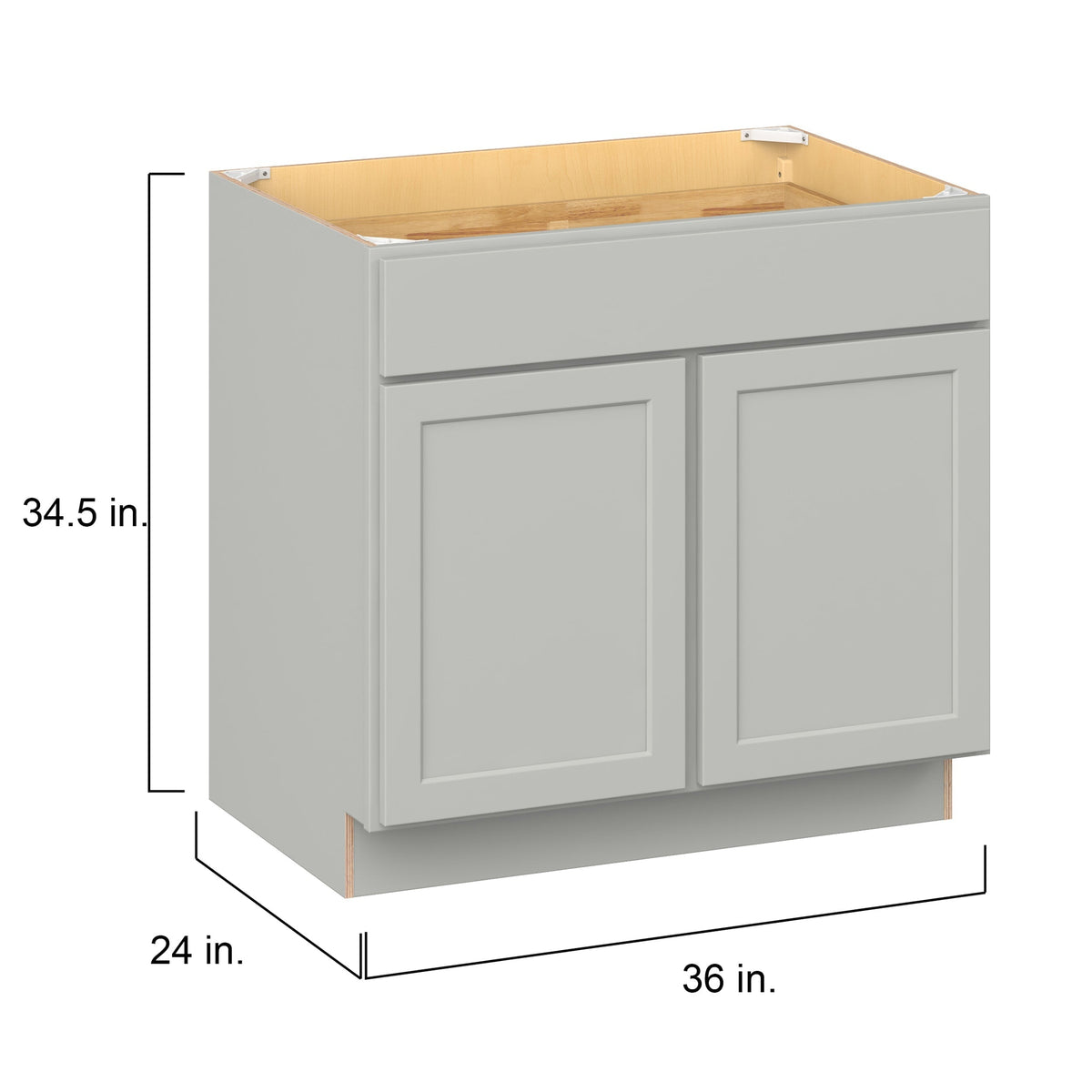 Hugo&Borg PRO Jasper 36-in W x 34.5-in H x 24-in D Whisper Gray 1-Drawer Base Ready To Assemble Plywood Cabinet (Flat Panel Shaker Style)