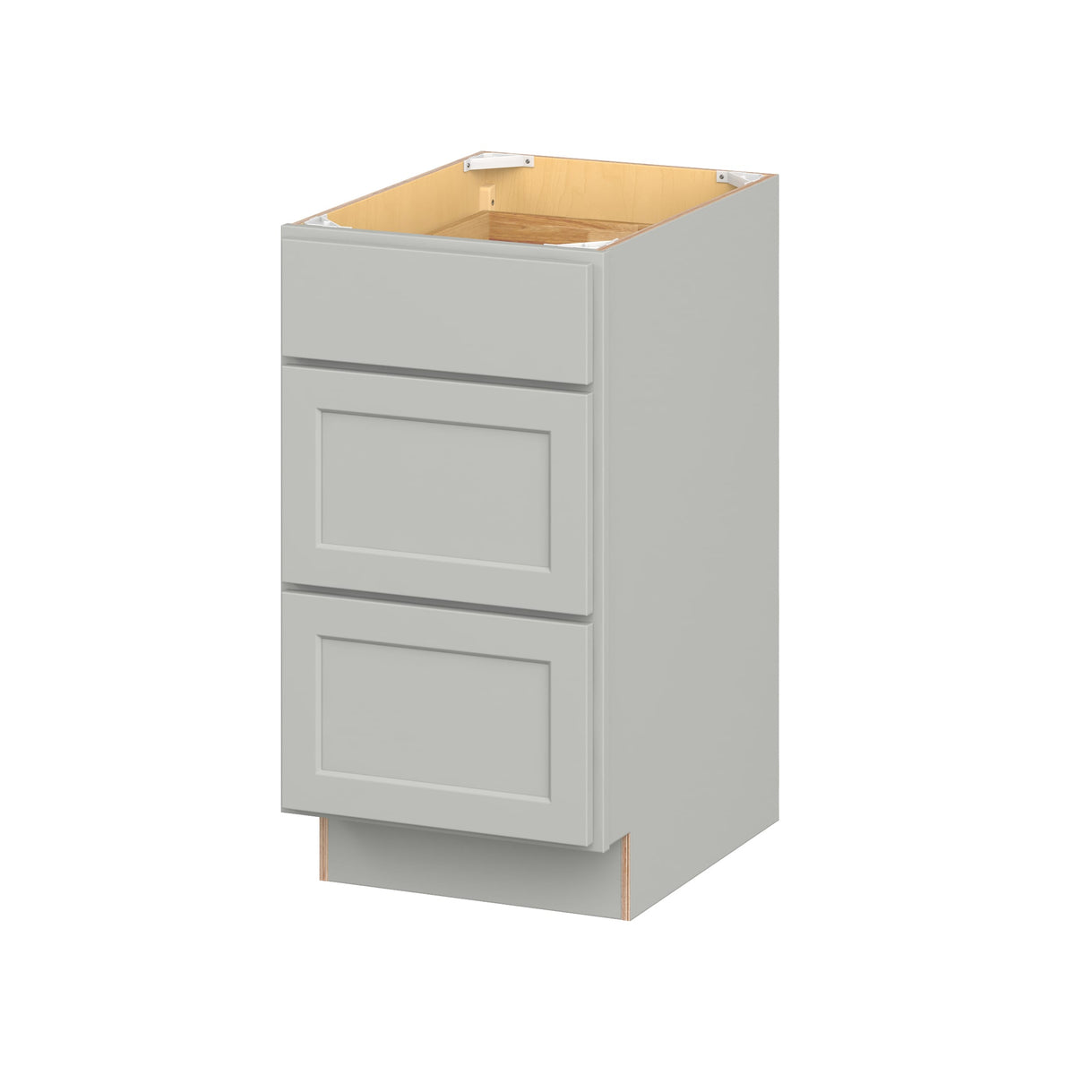 Hugo&Borg PRO Jasper 18-in W x 34.5-in H x 24-in D Whisper Gray 3-Drawer Base Ready To Assemble Plywood Cabinet (Flat Panel Style)