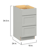 Hugo&Borg PRO Jasper 18-in W x 34.5-in H x 24-in D Whisper Gray 3-Drawer Base Ready To Assemble Plywood Cabinet (Flat Panel Style)