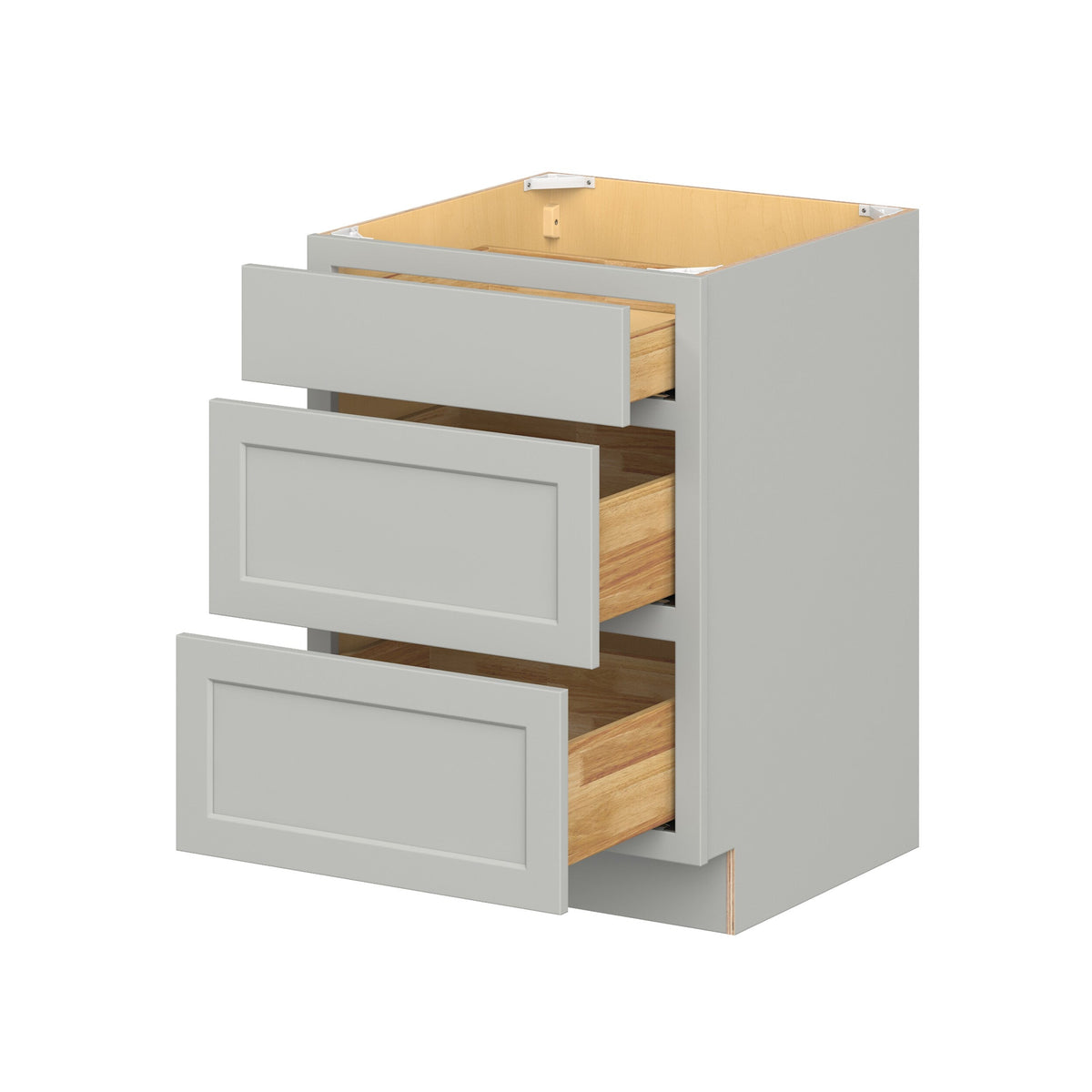 Hugo&Borg PRO Jasper 24-in W x 34.5-in H x 24-in D Whisper Gray 3-Drawer Base Ready To Assemble Plywood Cabinet (Flat Panel Style)