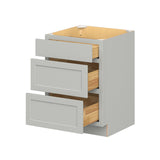 Hugo&Borg PRO Jasper 24-in W x 34.5-in H x 24-in D Whisper Gray 3-Drawer Base Ready To Assemble Plywood Cabinet (Flat Panel Style)