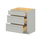 Hugo&Borg PRO Jasper 30-in W x 34.5-in H x 24-in D Whisper Gray 3-Drawer Base Ready To Assemble Plywood Cabinet (Flat Panel Style)