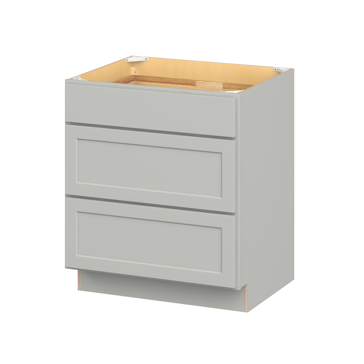 Hugo&Borg PRO Jasper 30-in W x 34.5-in H x 24-in D Whisper Gray 3-Drawer Base Ready To Assemble Plywood Cabinet (Flat Panel Style)