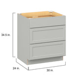 Hugo&Borg PRO Jasper 30-in W x 34.5-in H x 24-in D Whisper Gray 3-Drawer Base Ready To Assemble Plywood Cabinet (Flat Panel Style)