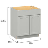 Hugo&Borg PRO Jasper 30-in W x 34.5-in H x 24-in D Whisper Gray Blind Sink Base Ready To Assemble Plywood Cabinet (Flat Panel Shaker Style)