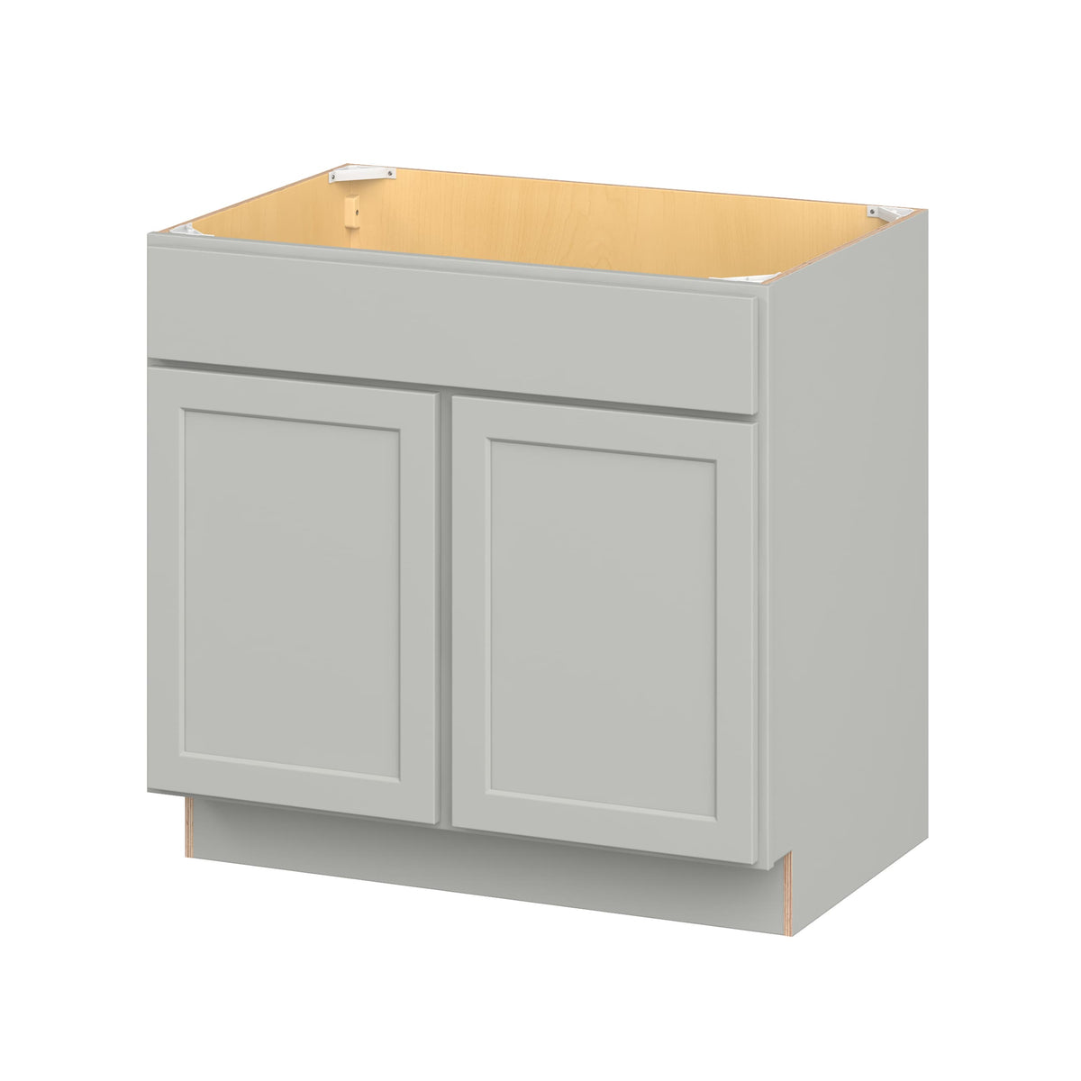 Hugo&Borg PRO Jasper 36-in W x 34.5-in H x 24-in D Whisper Gray Sink Base Ready To Assemble Plywood Cabinet (Flat Panel Shaker Style)