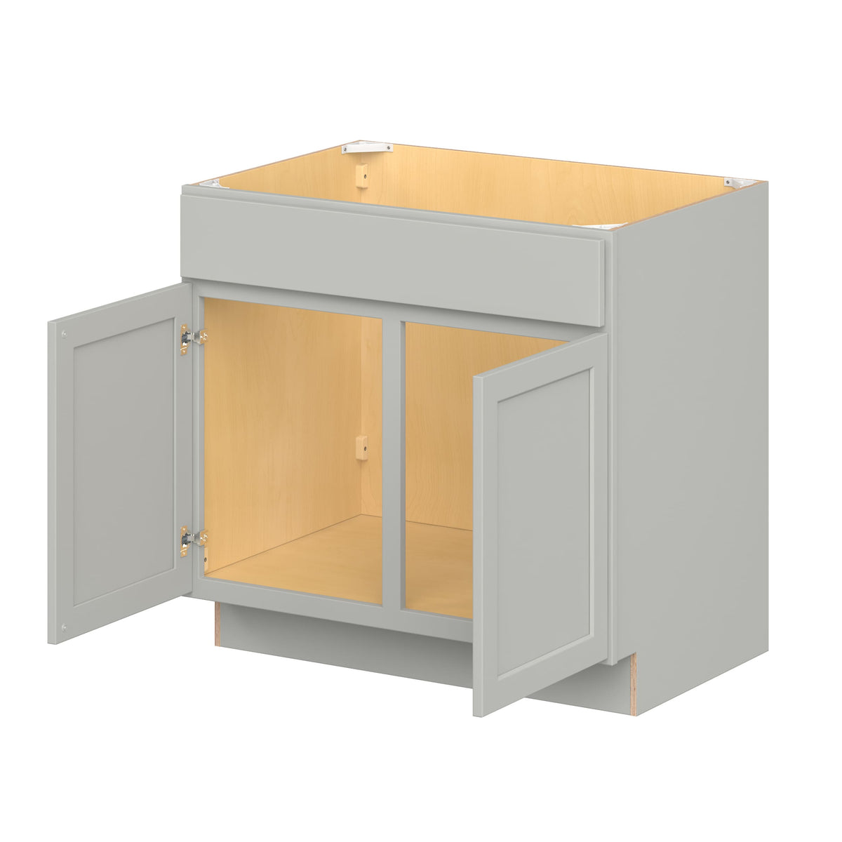 Hugo&Borg PRO Jasper 36-in W x 34.5-in H x 24-in D Whisper Gray Sink Base Ready To Assemble Plywood Cabinet (Flat Panel Shaker Style)