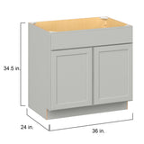 Hugo&Borg PRO Jasper 36-in W x 34.5-in H x 24-in D Whisper Gray Sink Base Ready To Assemble Plywood Cabinet (Flat Panel Shaker Style)