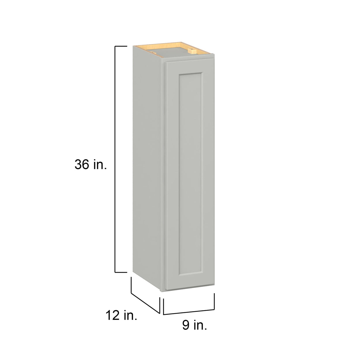 Hugo&Borg PRO Jasper 9-in W x 36-in H x 12-in D Whisper Gray Wall Ready To Assemble Plywood Cabinet (Flat Panel Shaker Door Style)