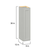 Hugo&Borg PRO Jasper 9-in W x 36-in H x 12-in D Whisper Gray Wall Ready To Assemble Plywood Cabinet (Flat Panel Shaker Door Style)