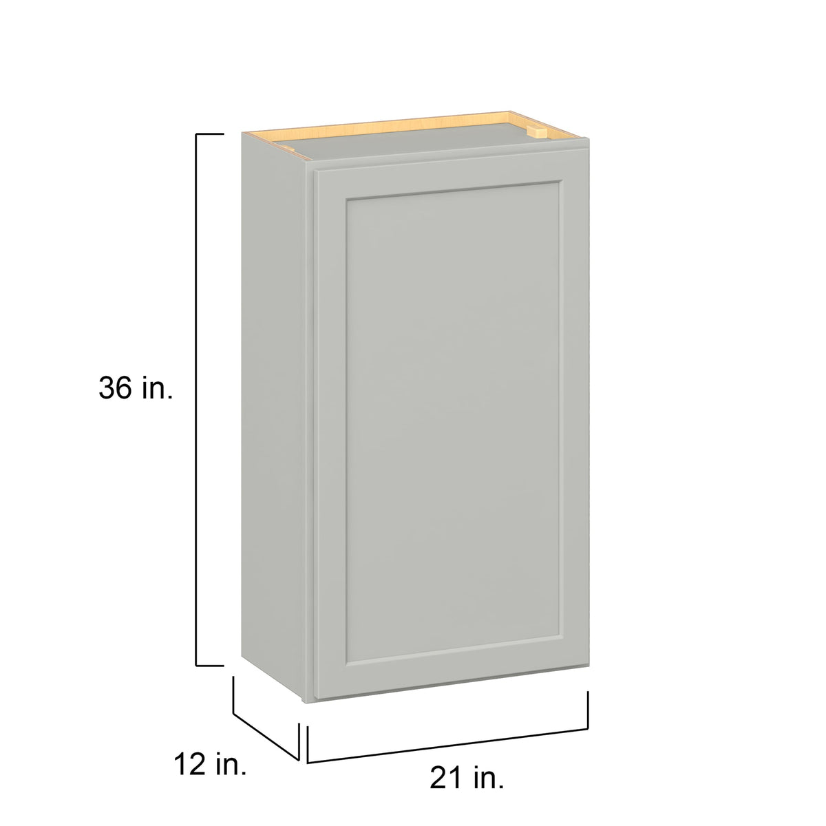 Hugo&Borg PRO Jasper 21-in W x 36-in H x 12-in D Whisper Gray Wall Ready To Assemble Plywood Cabinet (Flat Panel Shaker Door Style)