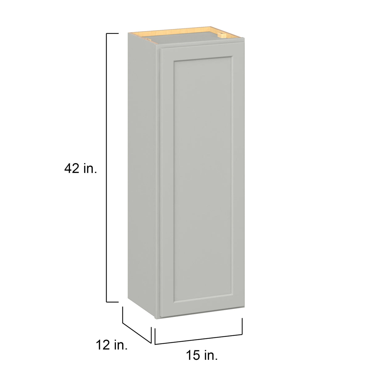 Hugo&Borg PRO Jasper 15-in W x 42-in H x 12-in D Whisper Gray Wall Ready To Assemble Plywood Cabinet (Flat Panel Shaker Door Style)