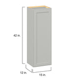 Hugo&Borg PRO Jasper 15-in W x 42-in H x 12-in D Whisper Gray Wall Ready To Assemble Plywood Cabinet (Flat Panel Shaker Door Style)