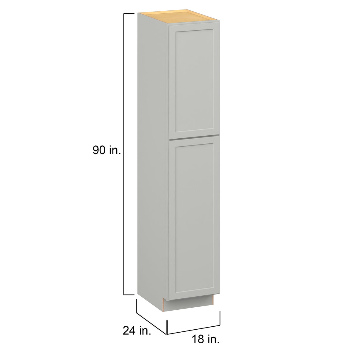 Hugo&Borg PRO Jasper 18-in W x 90-in H x 24-in D Whisper Gray Pantry Ready To Assemble Plywood Cabinet (Flat Panel Shaker Door Style)