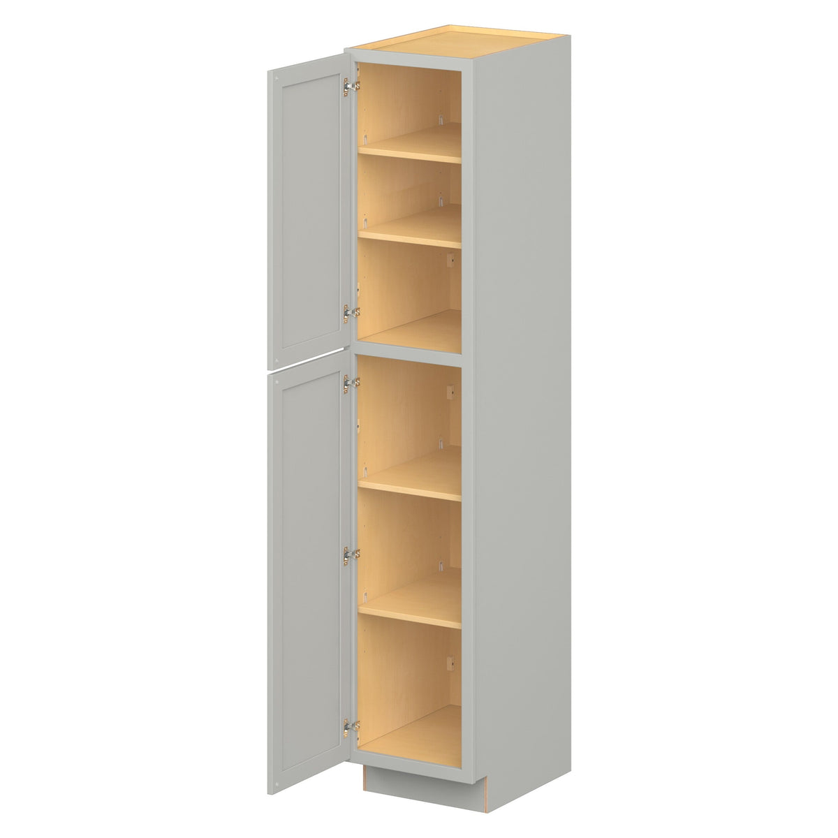 Hugo&Borg PRO Jasper 18-in W x 90-in H x 24-in D Whisper Gray Pantry Ready To Assemble Plywood Cabinet (Flat Panel Shaker Door Style)