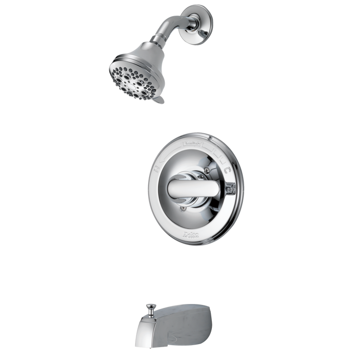Delta Classic Chrome 1-Handle Multi-Function Bathtub and Shower Faucet with Valve, 5-in Showerhead