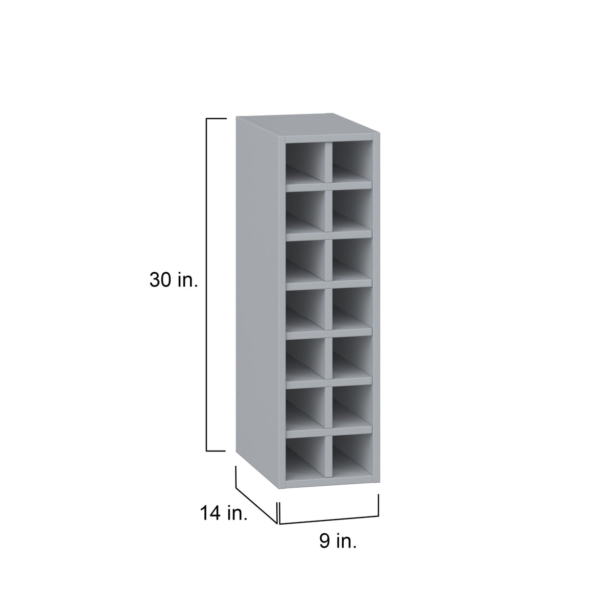 Hugo&Borg Charlesberg 9-in W x 30-in H x 14-in D Gray Open Cube Organizer Wall Fully Assembled Cabinet (Recessed Panel Style)