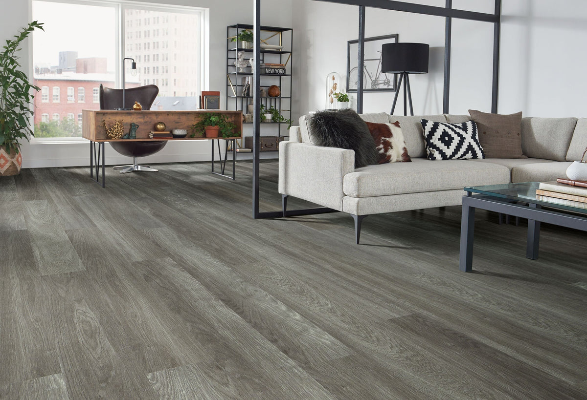 Armstrong Flooring RenoVantage Pro Thunder Cloud Gray Luxury Vinyl Plank Flooring - Waterproof, Glue Down, 38.88 Sq. Ft.