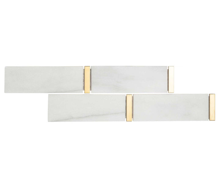 Giorbello (Sample) Marble and Mosaic White and Gray 2-in x 10-in Polished Marble Brick Marble Look Tile
