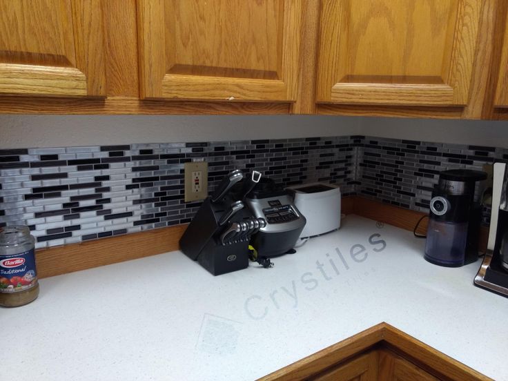 Crystiles Black, Deep Grey and Brushed Silver 12 in. x 12 in. Peel and Stick Vinyl Wall Tile Backsplash, 