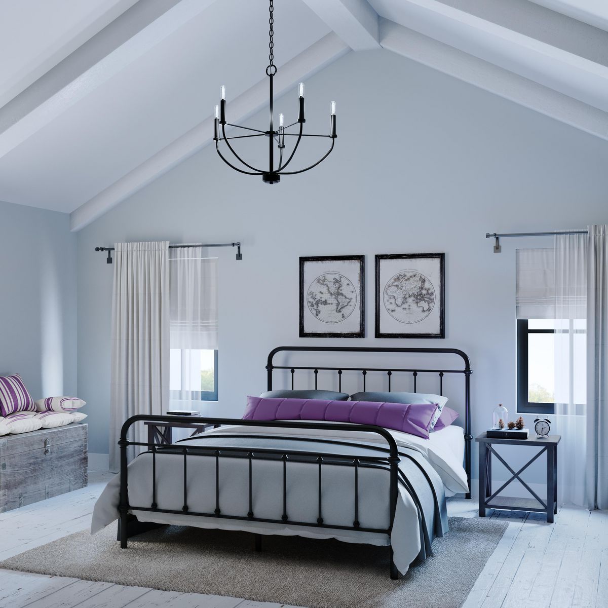 Progress Lighting Leyden 5-Light Matte Black Transitional Chandelier