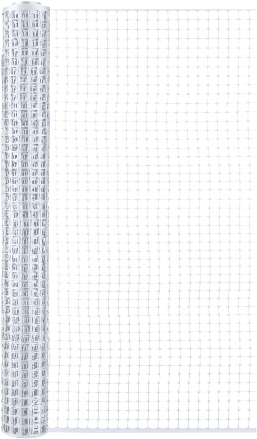 BOEN White Plastic Mesh Rolled Fencing - 15x2 Feet, 7-Gauge, UV-Resistant