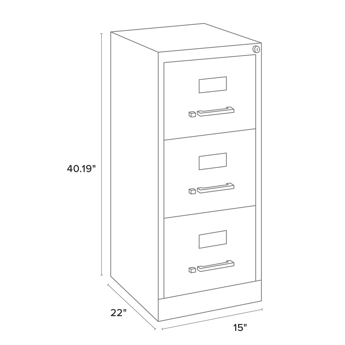 Hirsh Black 3-Drawer 15-in File Cabinet