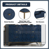 Clihome 6 drawers cabinet Blue 6-Drawer Accent Chest