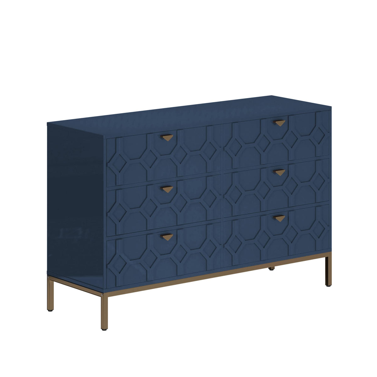 Clihome 6 drawers cabinet Blue 6-Drawer Accent Chest