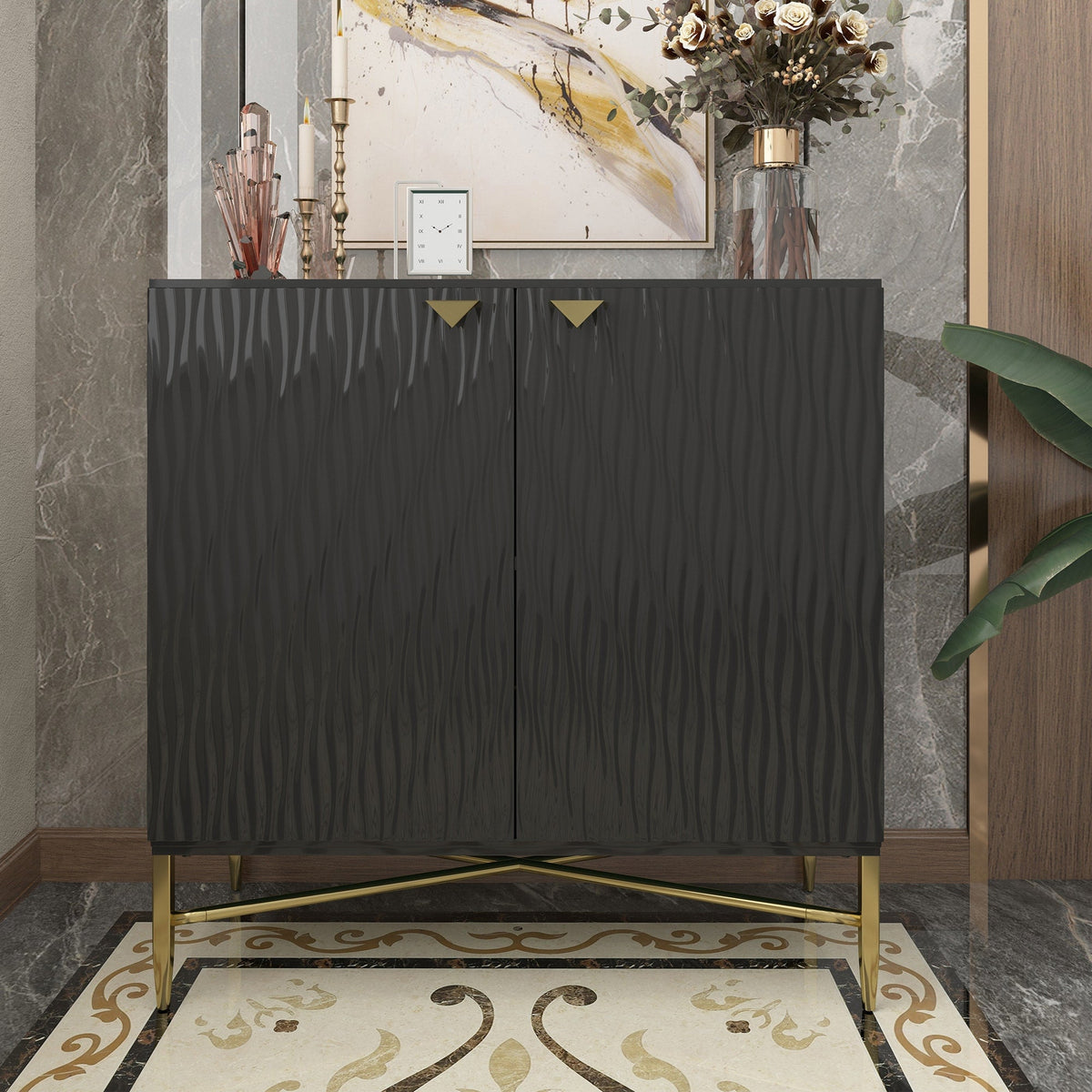 Clihome 15.75-in W x 32.87-in H Mdf Black Freestanding Utility Storage Cabinet