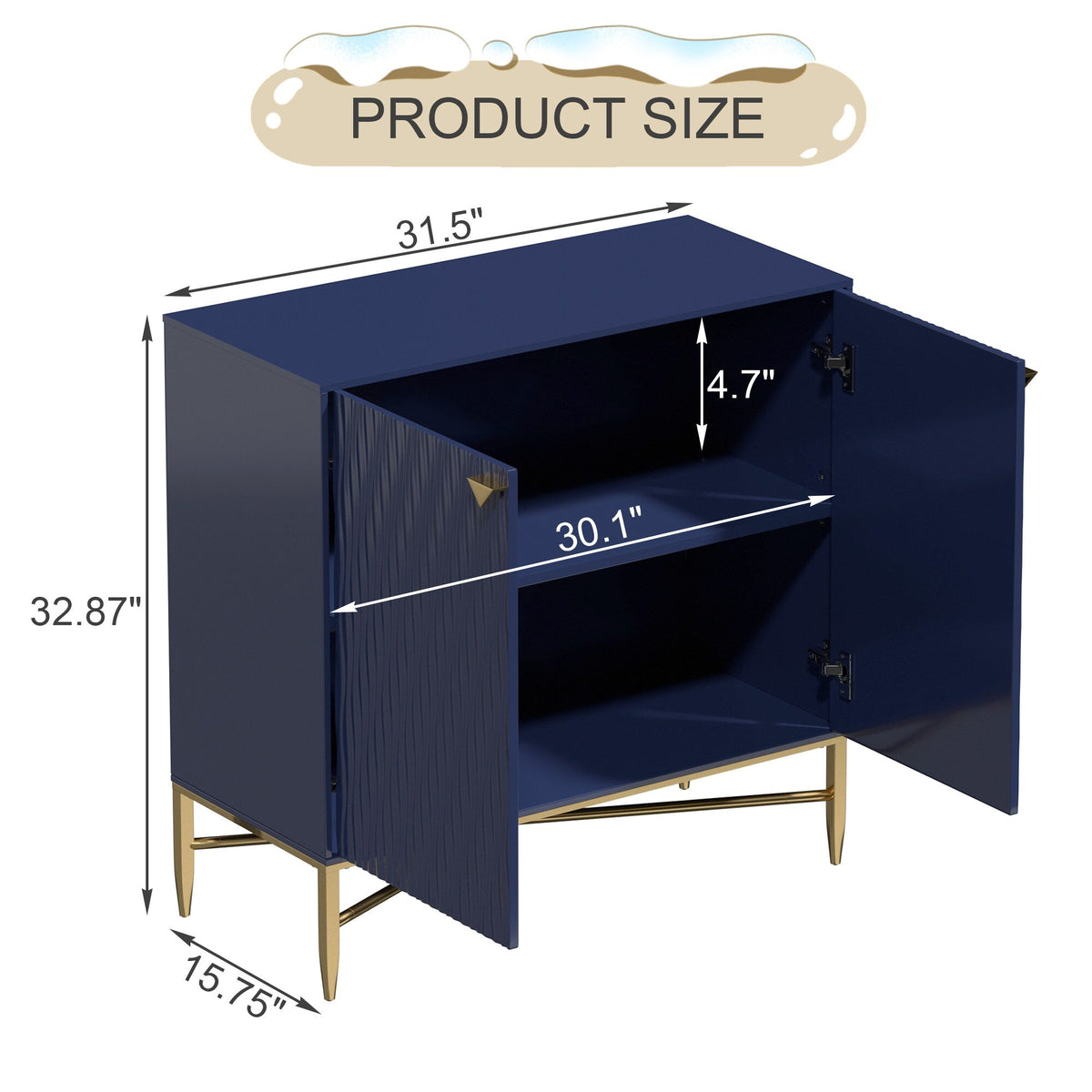 Clihome 15.75-in W x 32.87-in H Mdf Navy Freestanding Utility Storage Cabinet