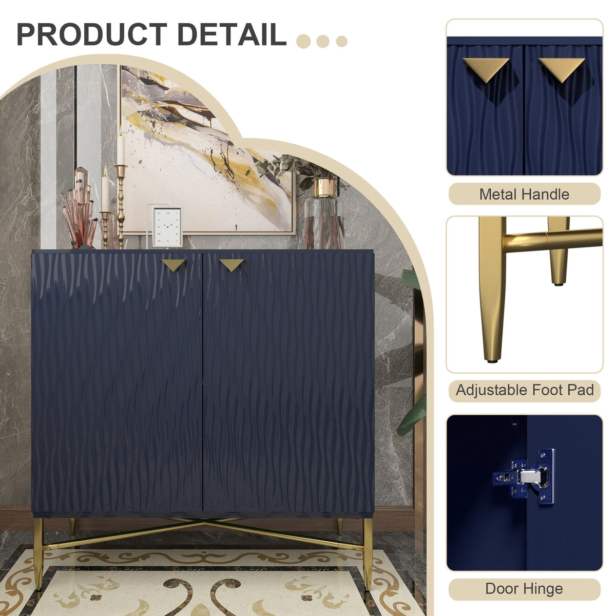 Clihome 15.75-in W x 32.87-in H Mdf Navy Freestanding Utility Storage Cabinet