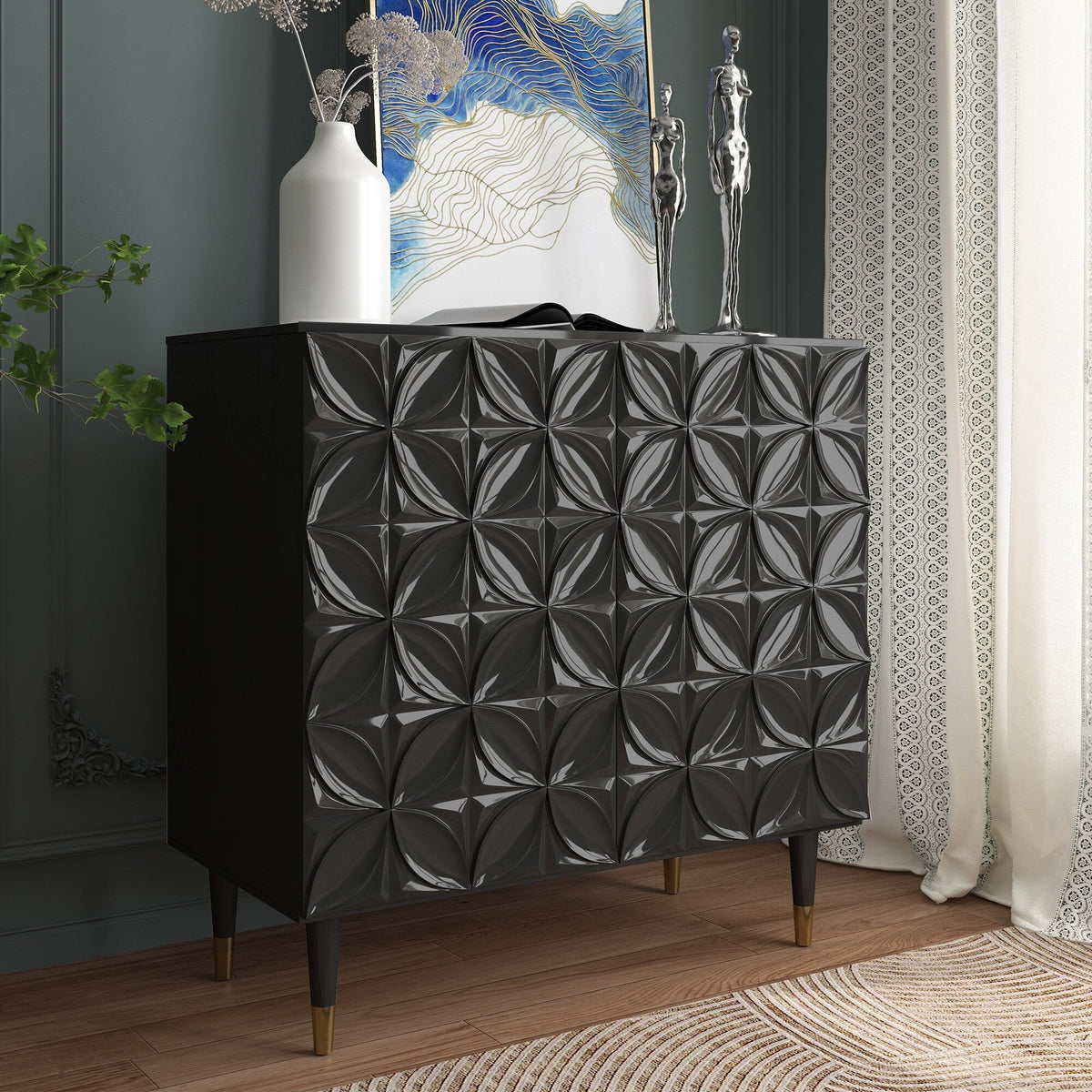 Clihome 15.75-in W x 31-in H Mdf Black Freestanding Utility Storage Cabinet