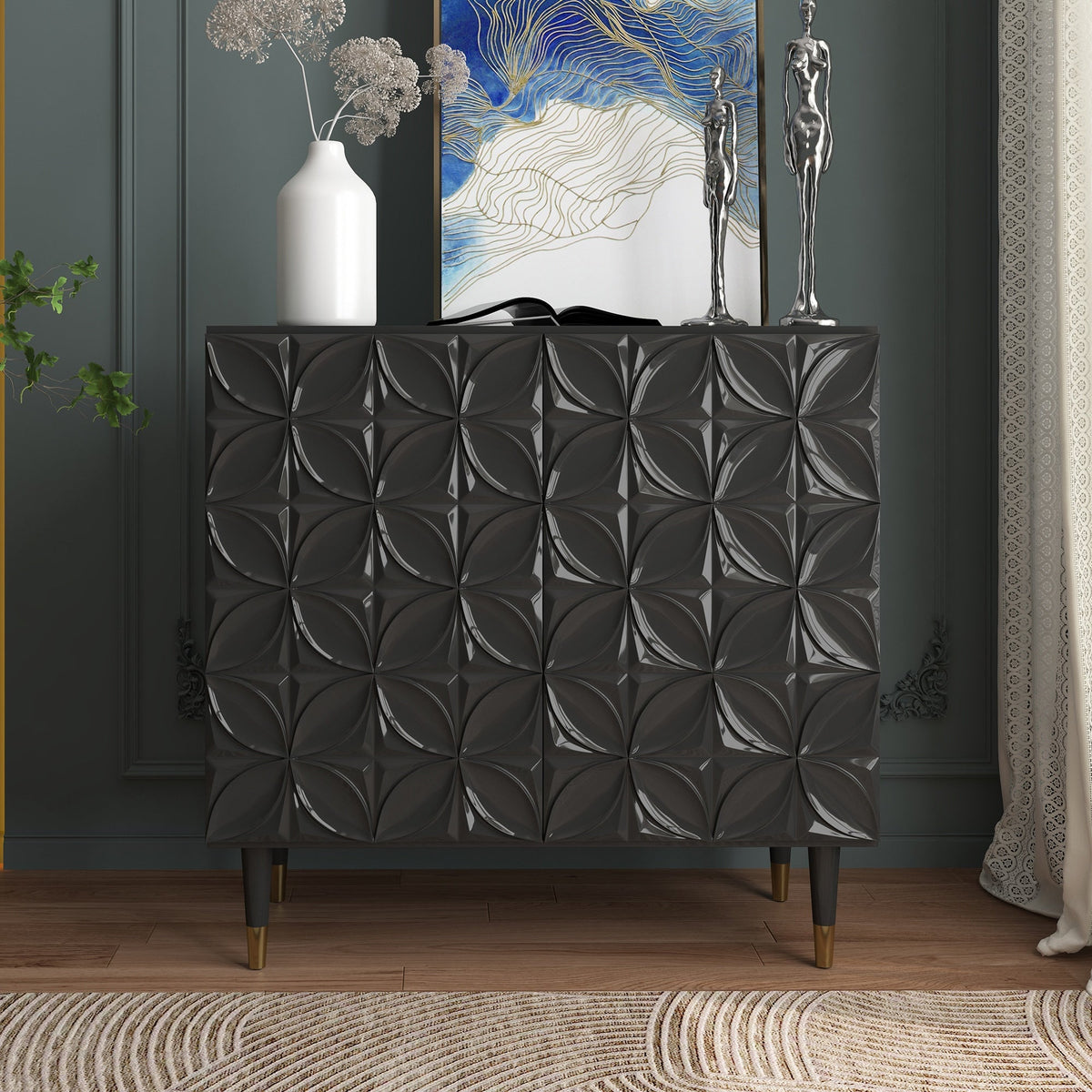 Clihome 15.75-in W x 31-in H Mdf Black Freestanding Utility Storage Cabinet