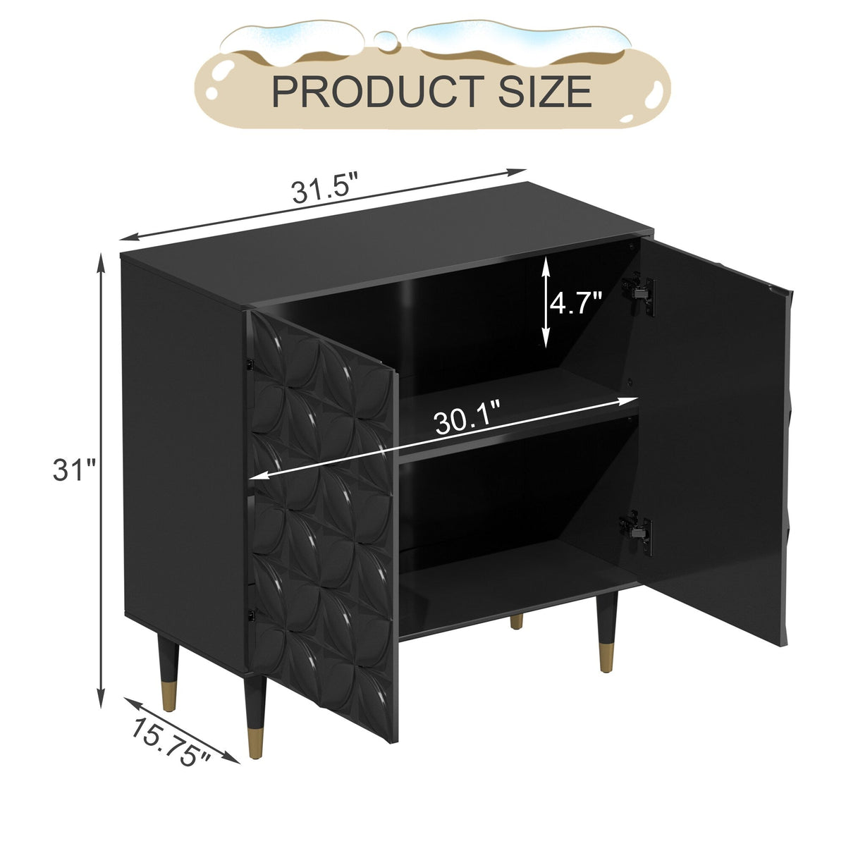 Clihome 15.75-in W x 31-in H Mdf Black Freestanding Utility Storage Cabinet